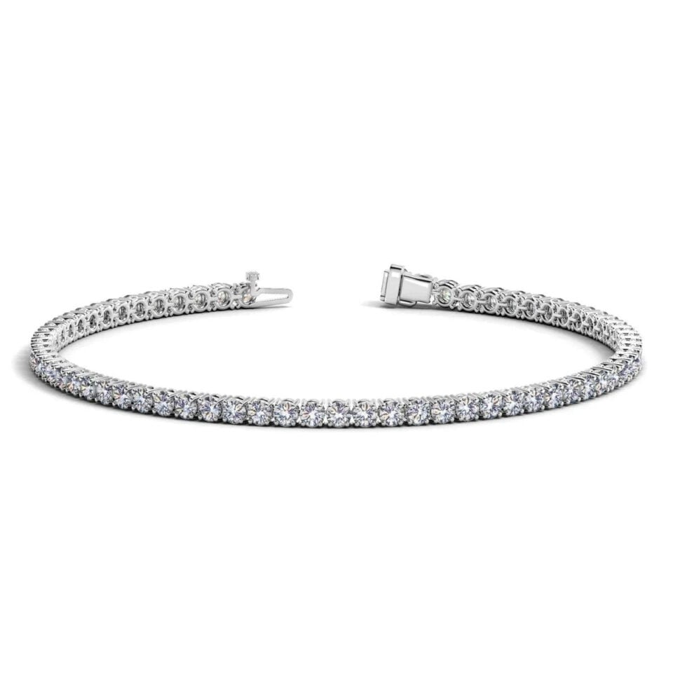 Lab-Grown Diamond Round Tennis Bracelet, 3 ct tw, 14K White Gold