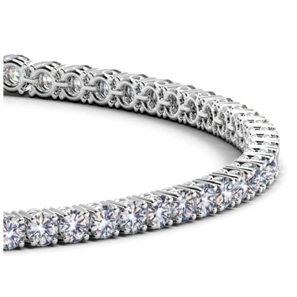3 ct tw lab-grown diamond round tennis bracelet in solid 14K white gold, view 2
