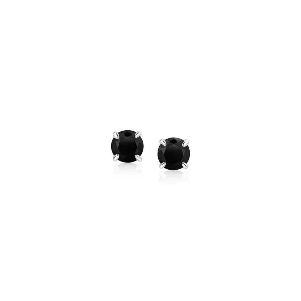 14K White Gold Cubic Zirconia Stud Earrings 4mm