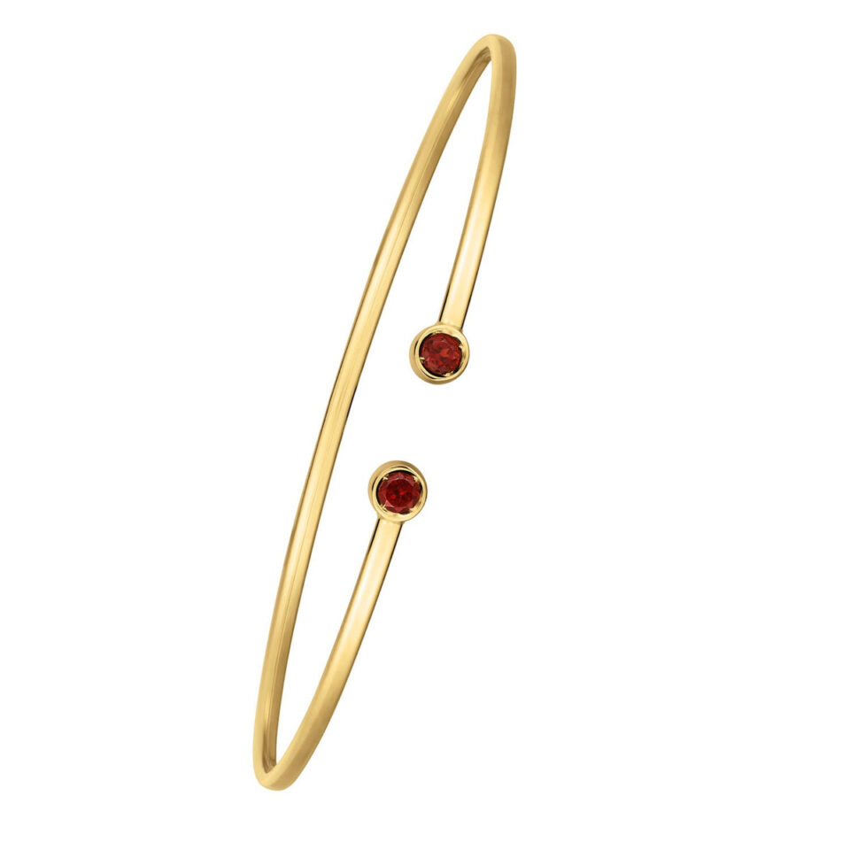 14K Yellow Gold Garnet Bangle