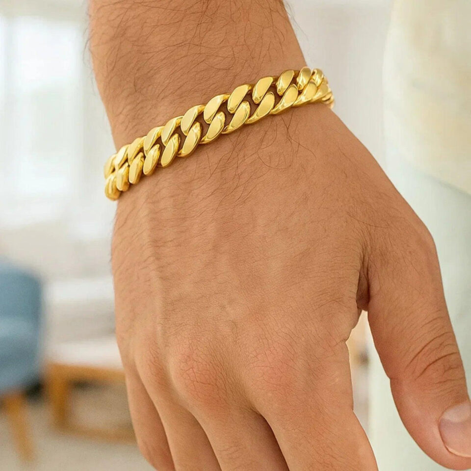 14K Yellow Gold Cuban Bracelet 11.10mm