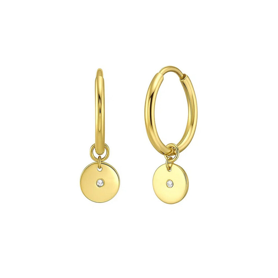 14K Yellow Gold Lab-Grown Diamond Hoop Earrings