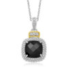 Lab-grown diamond and sterling silver cushion pendant in solid 18K gold