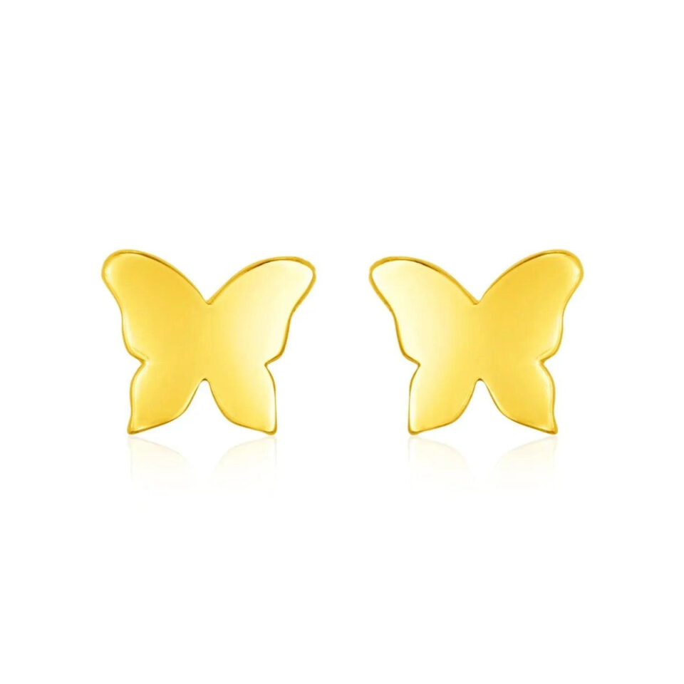 14K Yellow Gold Polished Butterfly Earrings