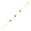 1 mm childrens enameled strawberries bracelet in solid 14K yellow gold