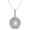 14K White Gold Lab-Grown Diamond Halo Round Shape Pendant, 1 1/4 ct tw