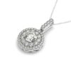 14K White Gold Lab-Grown Diamond Halo Round Shape Pendant, 1 1/4 ct tw