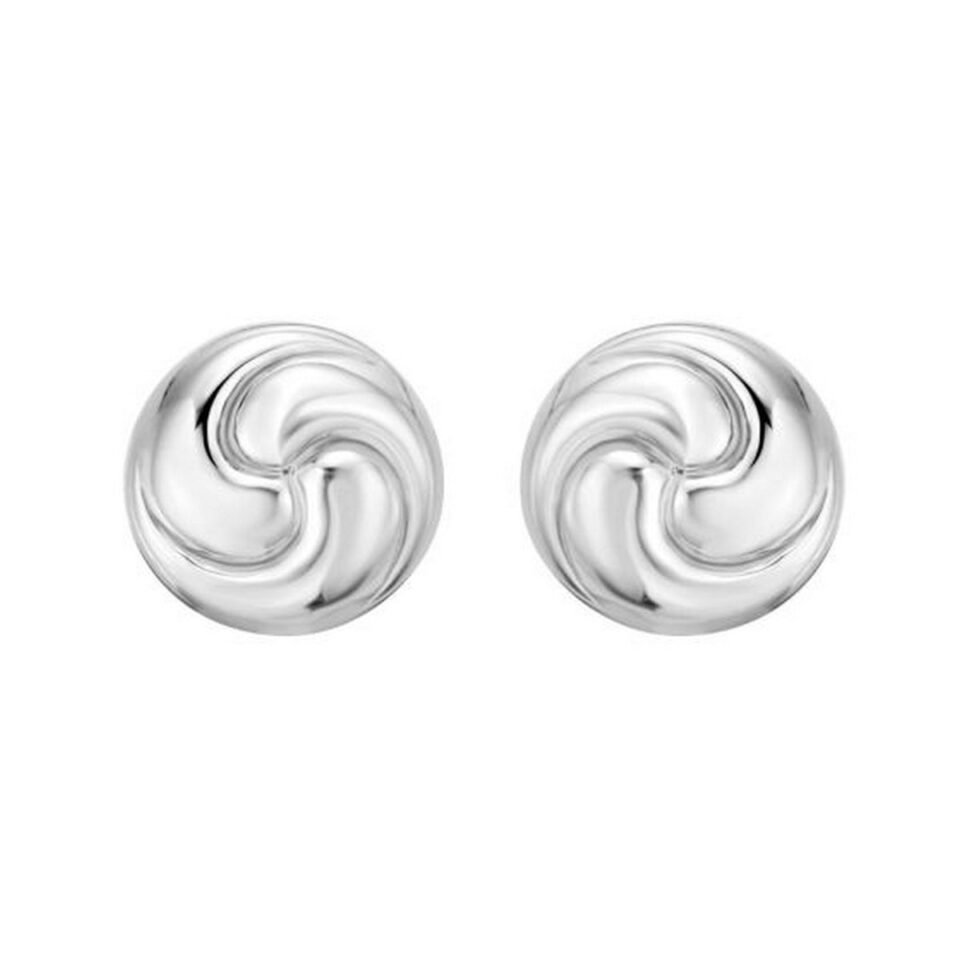 Sterling silver puffed swirly knot stud, view 2