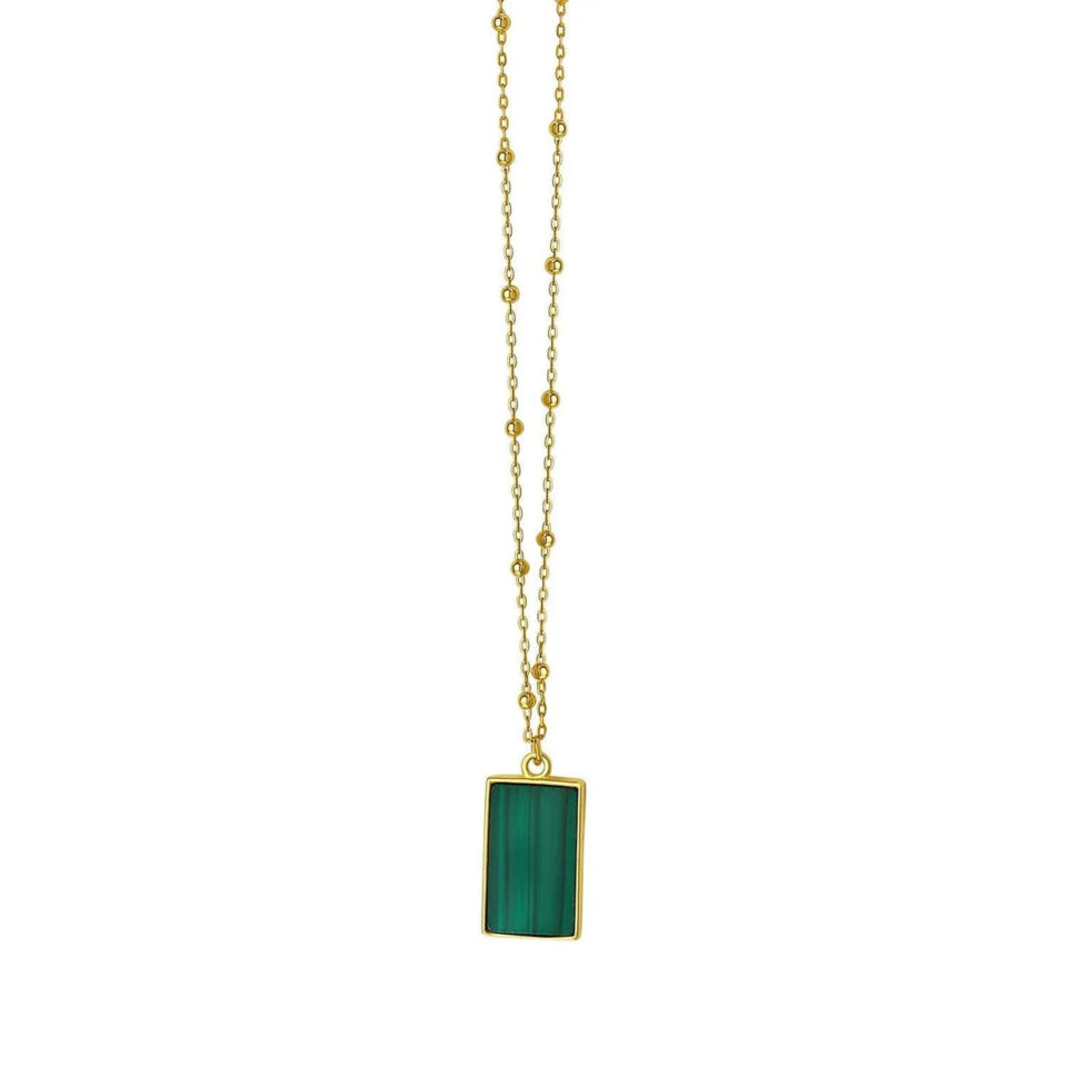 14K Yellow Gold Malachite Necklace Geometric