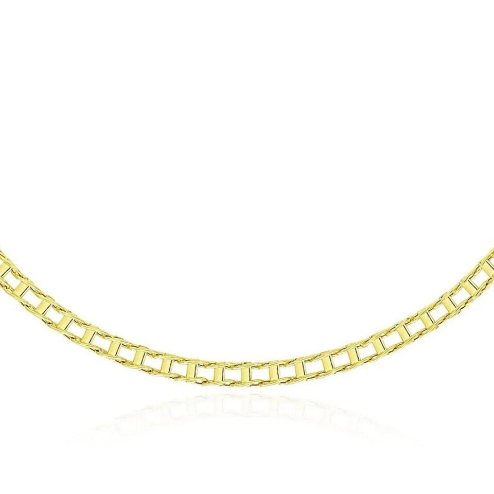 5 mm track links necklace in solid 14K yellow gold, view 3