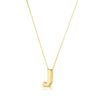 Yours truly block letter initial J necklace in solid 14K yellow gold