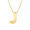 Yours truly block letter initial J necklace in solid 14K yellow gold, view 2