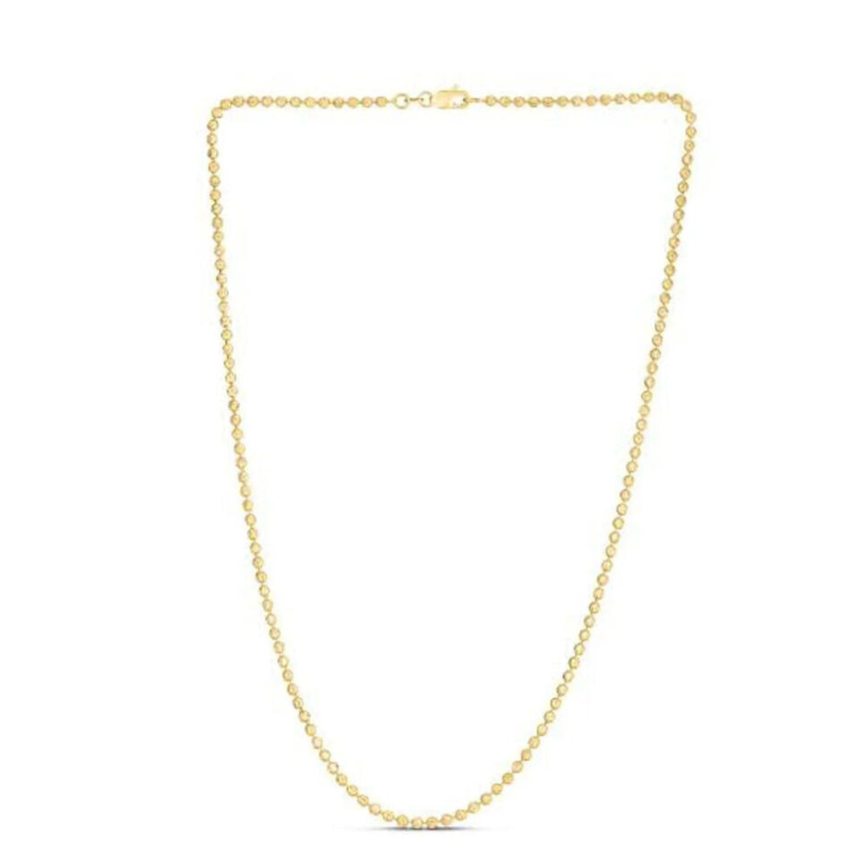 2.50mm moon bead chain in solid 14K yellow gold, view 3