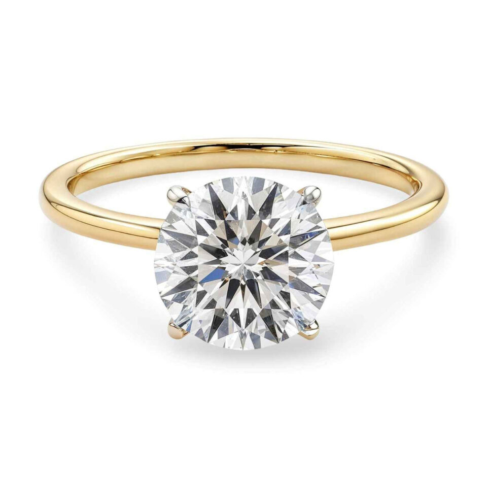 14K Yellow Gold Lab-Grown Diamond Solitaire Round Ring 1 1/2cttw