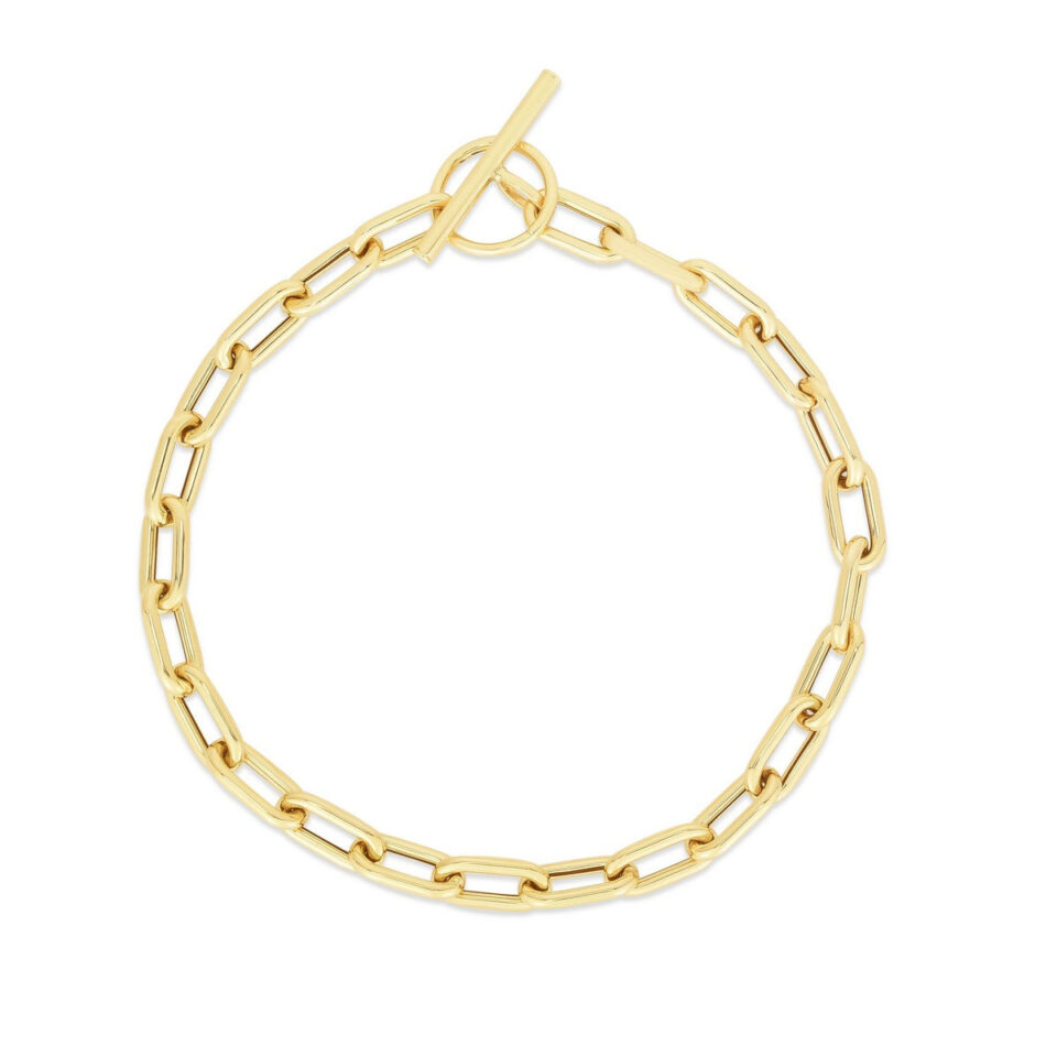 14K Yellow Gold Paperclip Toggle Bracelet