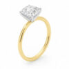2 ct tw lab-grown diamond solitaire cushion ring in solid 10K yellow gold, engagement ring, view 3