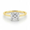 2 ct tw lab-grown diamond solitaire cushion ring in solid 10K yellow gold, engagement ring