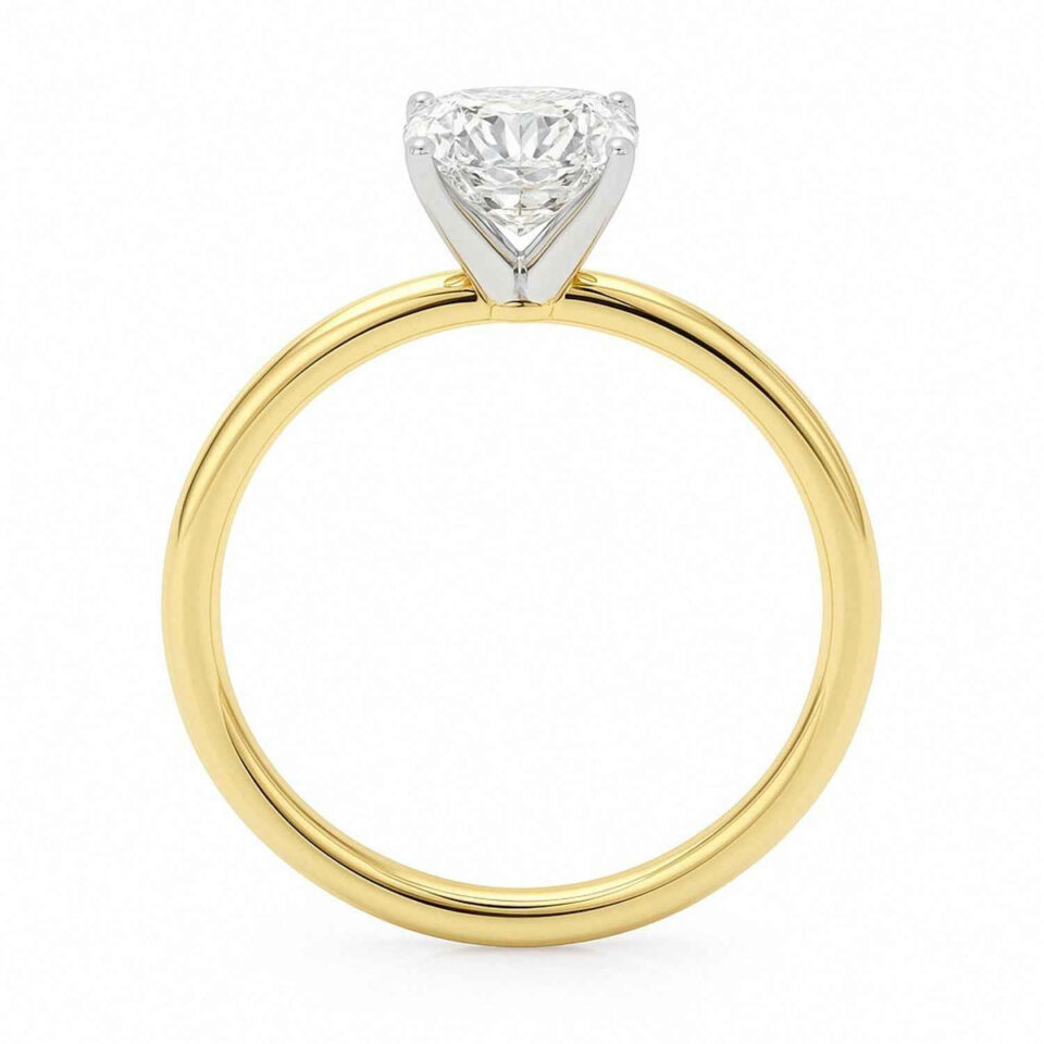 2 ct tw lab-grown diamond solitaire cushion ring in solid 10K yellow gold, engagement ring, view 4