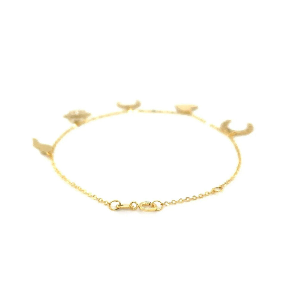 Polished bracelet in solid 14K yellow gold, view 3