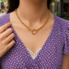 Charm necklace in solid 14K yellow gold, view 3