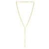 Paperclip chain lariat necklace in solid 14K yellow gold, view 2