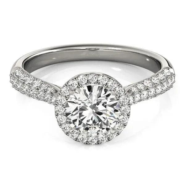 14K White Gold Halo Pave Lab-Grown Diamond Engagement Ring
