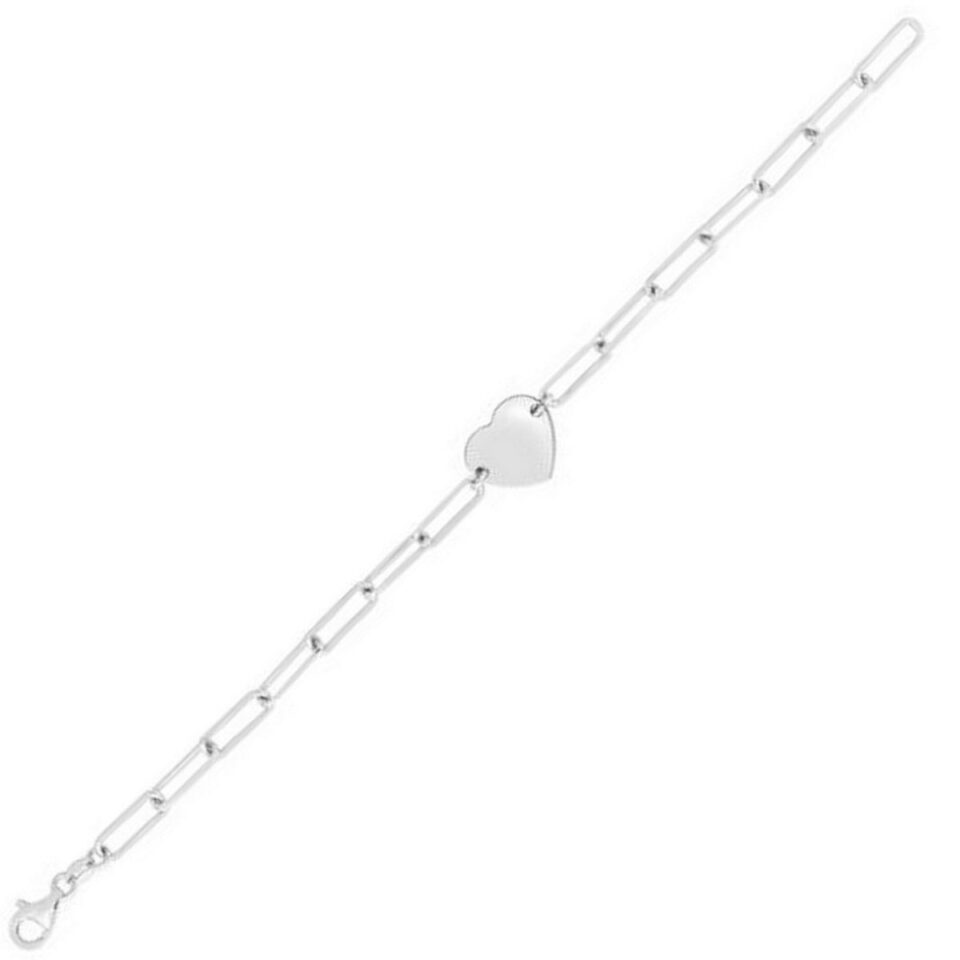 Sterling Silver, Rhodium Plated Heart 2.10mm