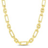 Italian paperclip oval necklace in solid 14K yellow gold, view 5