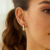 14K Yellow Gold Oval Hoop Earrings
