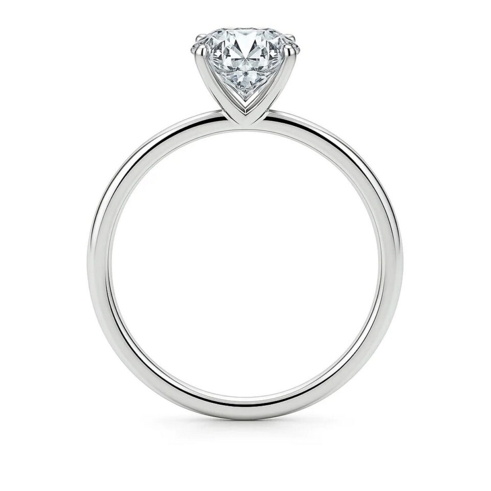 3 ct lab-grown diamond emerald solitaire ring in solid 10K white gold, engagement ring, view 3