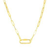 Paperclip oval necklace in solid 14K yellow gold