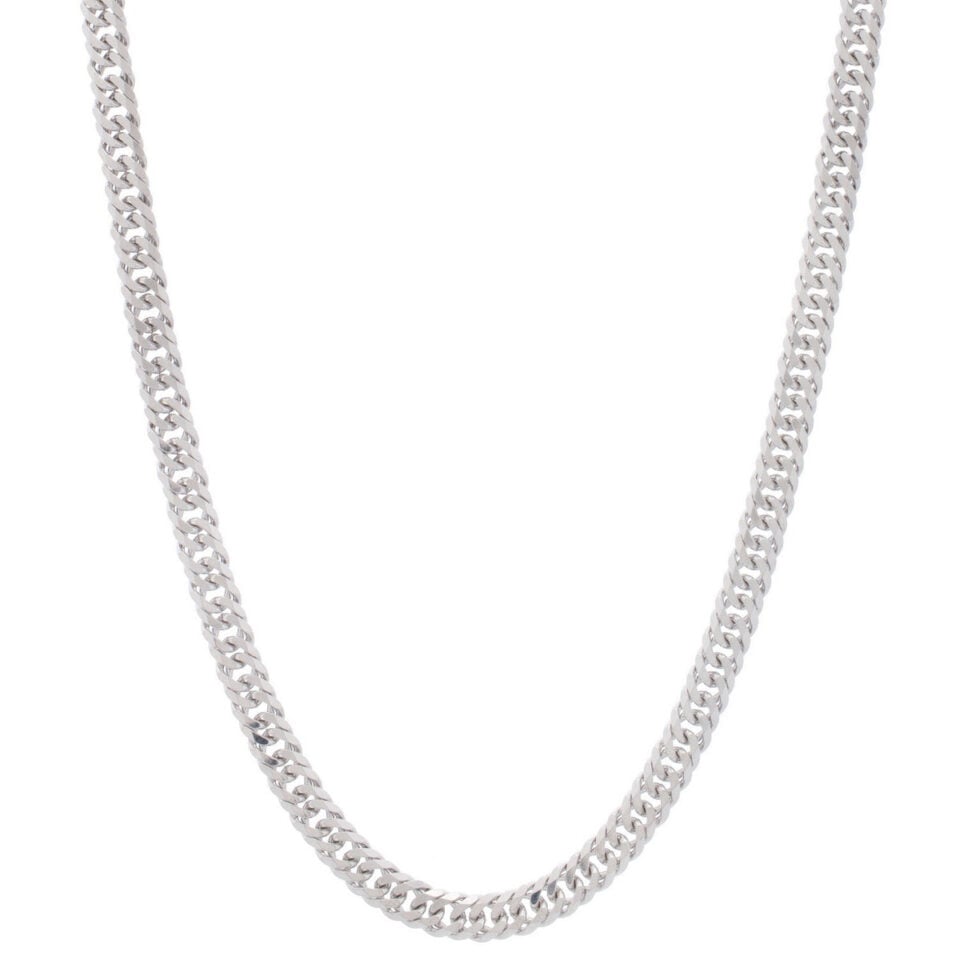 Sterling Silver Rhodium Plated Flat Miami