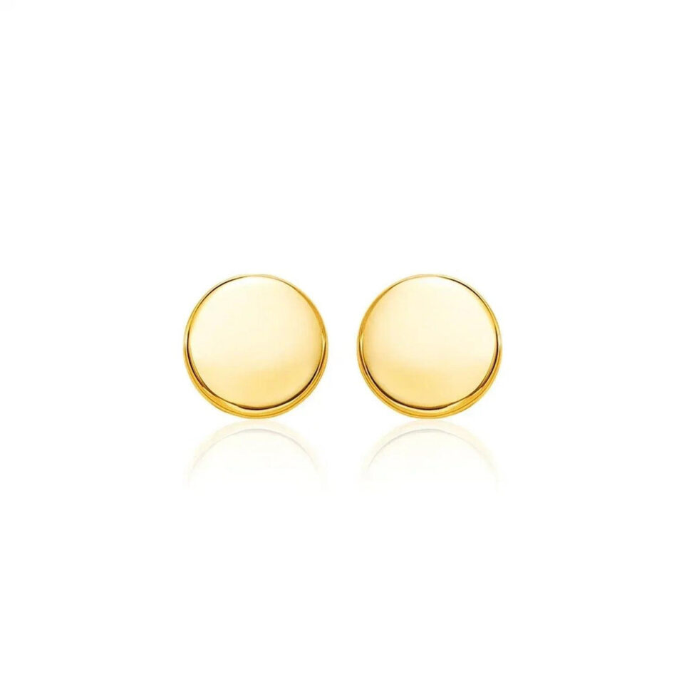 14K Yellow Gold Polished Round Earrings
