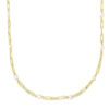 Paperclip pearl necklace in solid 14K yellow gold, view 4