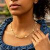Paperclip pearl necklace in solid 14K yellow gold, view 2