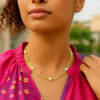 Paperclip pearl necklace in solid 14K yellow gold, view 3