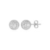 14K White Gold Ball Crystal Cut Texture Earrings, 5 mm