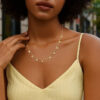 14K Yellow Gold Dangling Hearts Necklace