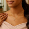 14K Yellow Gold Lab-Grown Diamond Mini R Initial Pendant Necklace