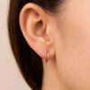 Polished round hoop earrings in solid 14K rose gold, view 3