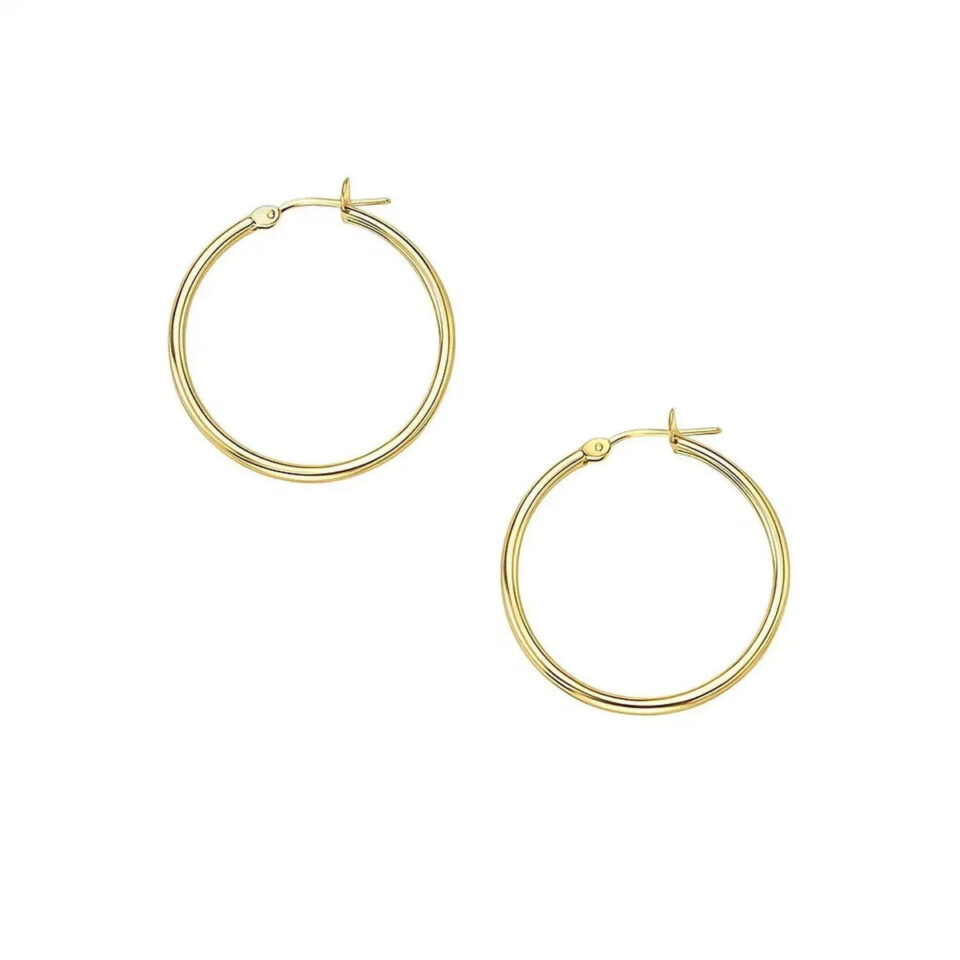 Polished Hoop Earrings, 2 x 30 mm, 10K Yellow Gold