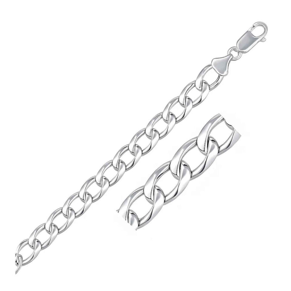 Sterling Silver, Rhodium Plated Curb Bracelet
