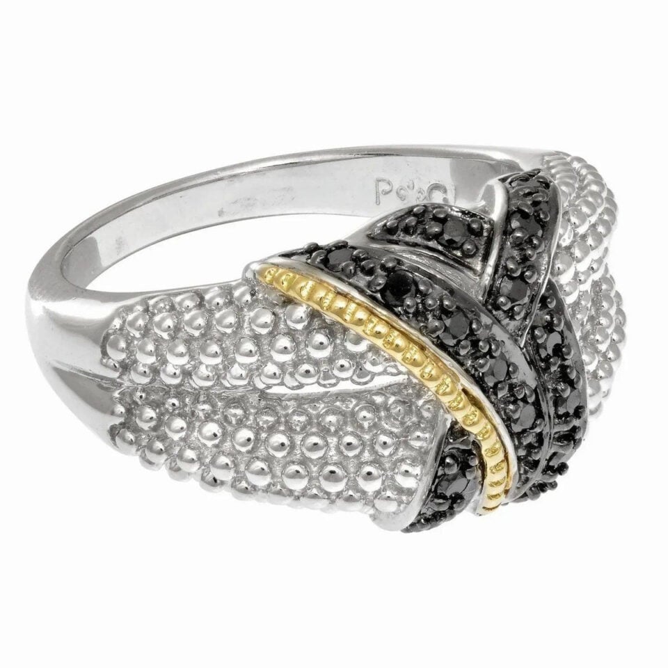 18K Gold And Sterling Silver Lab-Grown Diamond Entwined