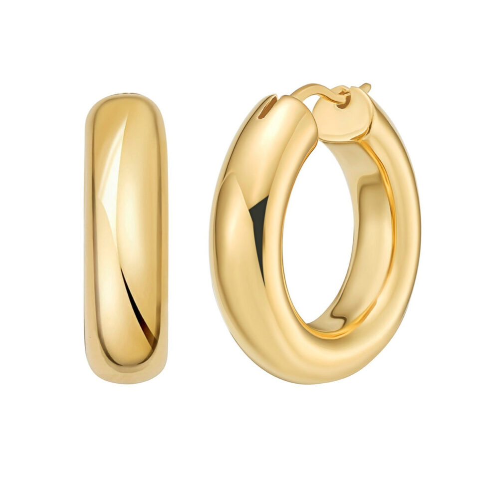 Round Hoop Earrings, Gold-Plated Sterling Silver, 5 g