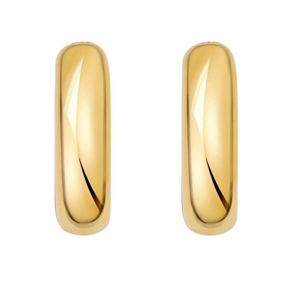 Gold-plated sterling silver round hoop earrings, view 2
