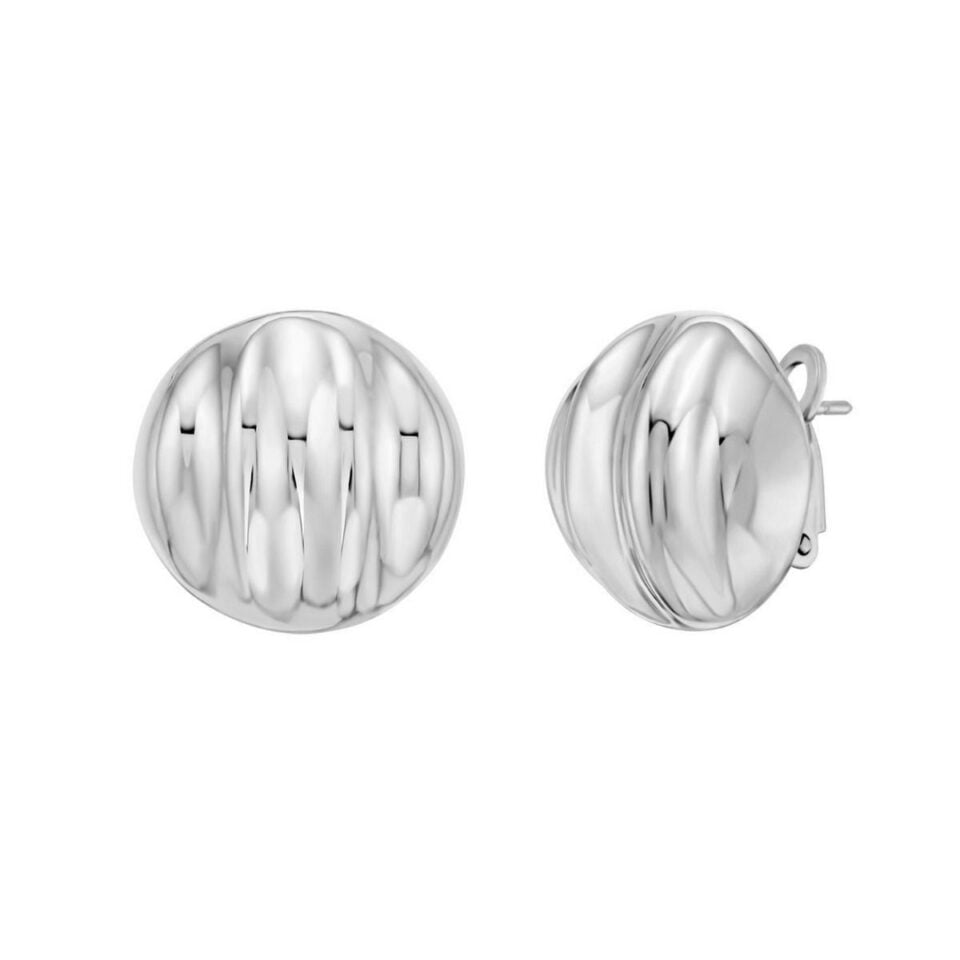 Sterling Silver Sculpted Domed Disc Stud