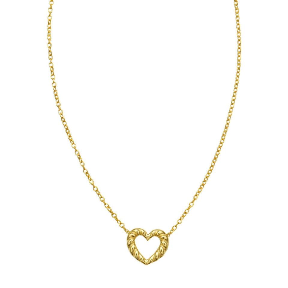 14K Yellow Gold Braided Heart Necklace