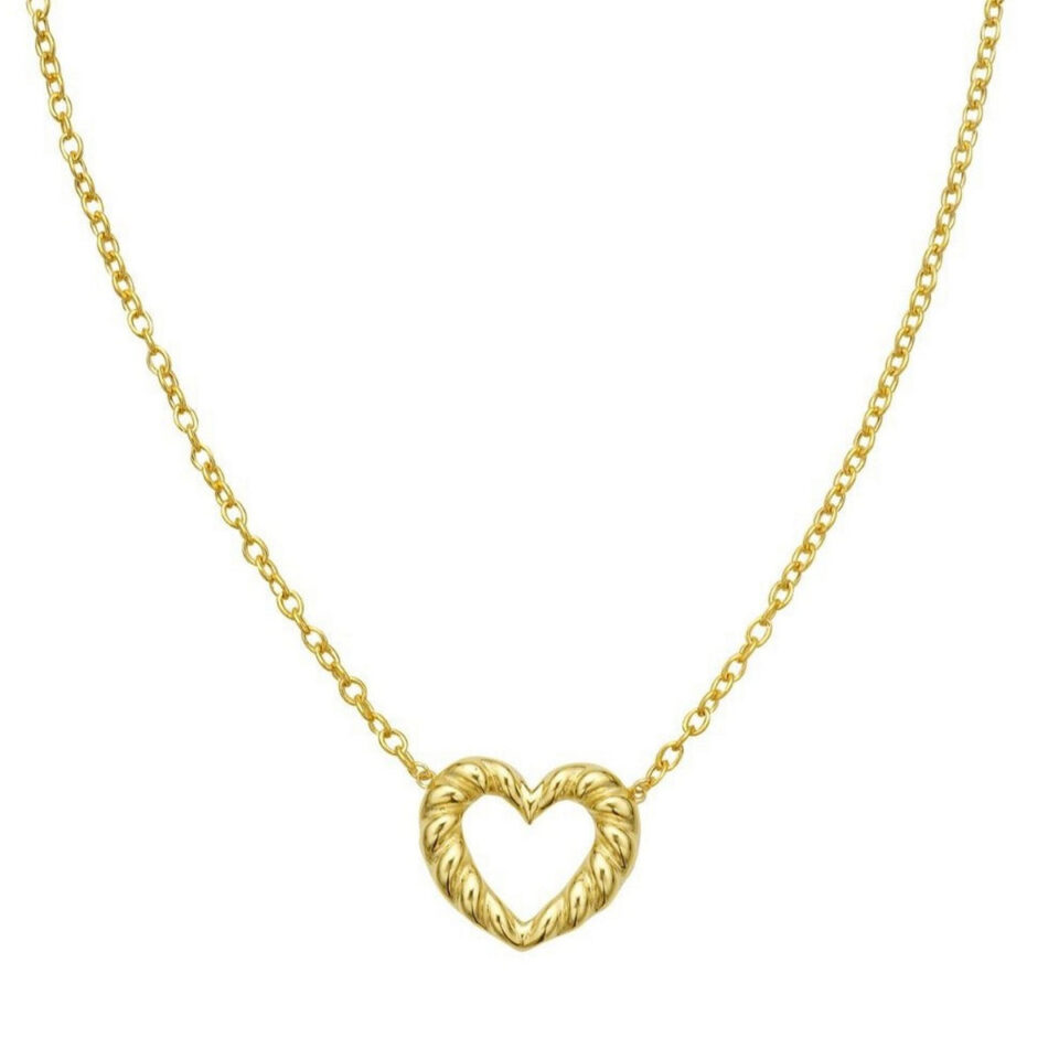 14K Yellow Gold Braided Heart Necklace