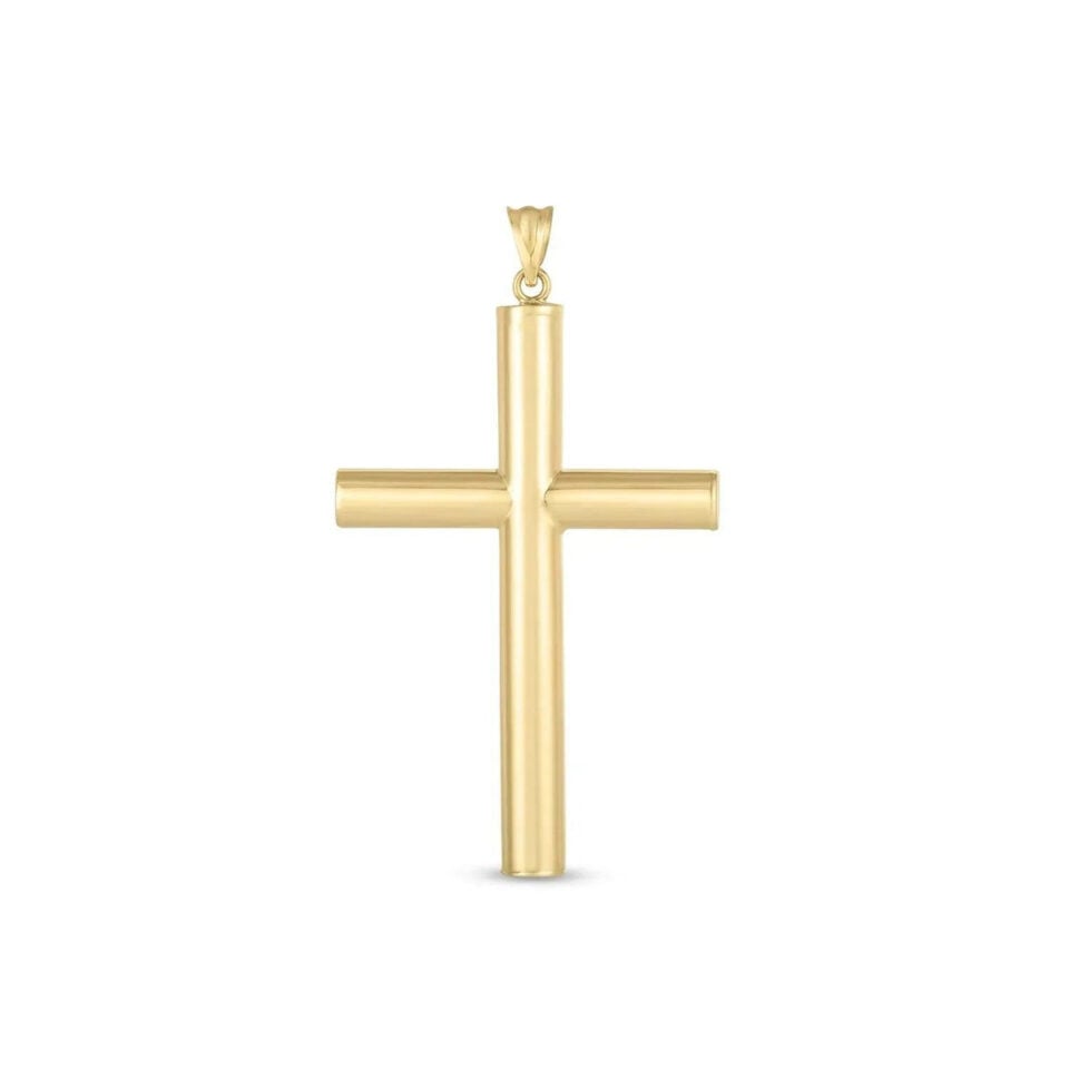 14K Yellow Gold Cross Pendant High
