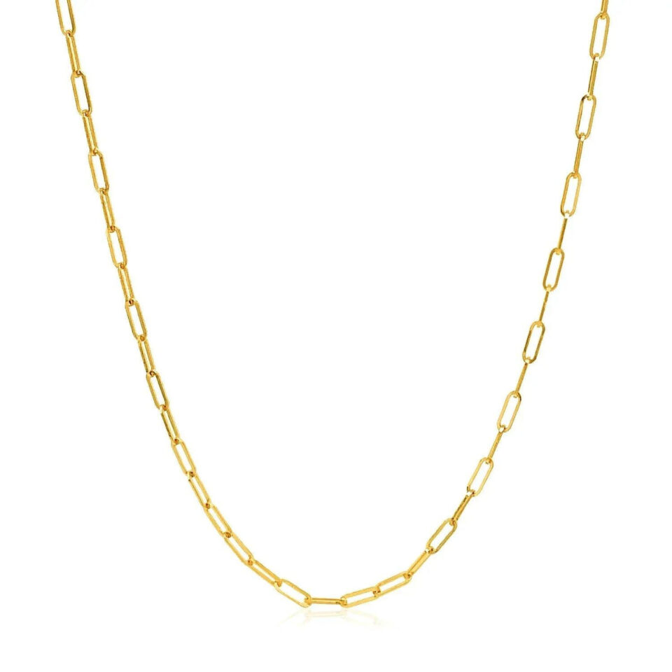 14K Yellow Gold Adjustable Paperclip Chain